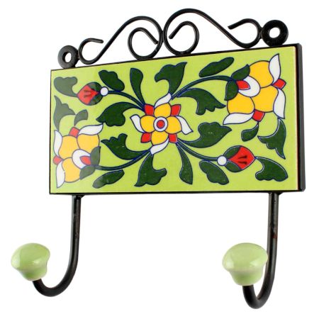 Ceramic Floral Tile Hookin Pea Green